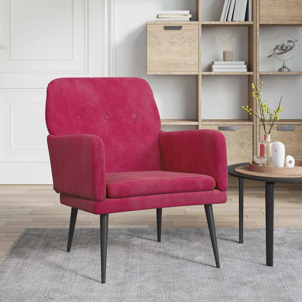 Thumbnail - vidaXL Sessel Weinrot 62x79x79 cm Samt