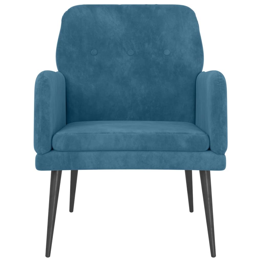 vidaXL Fotel, niebieski, 62x79x79 cm, obity aksamitem