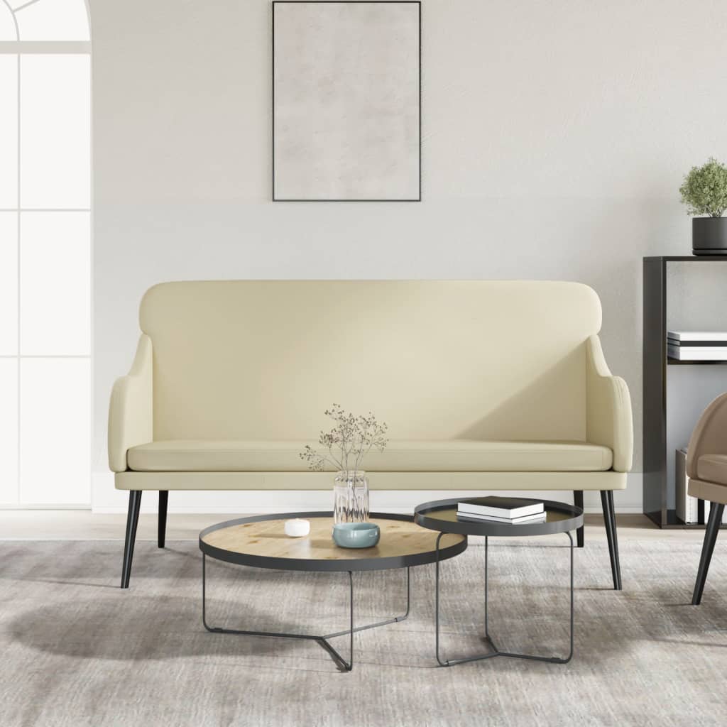 vida XL Sitzbank Creme 110x 76x 80 cm Kunstleder