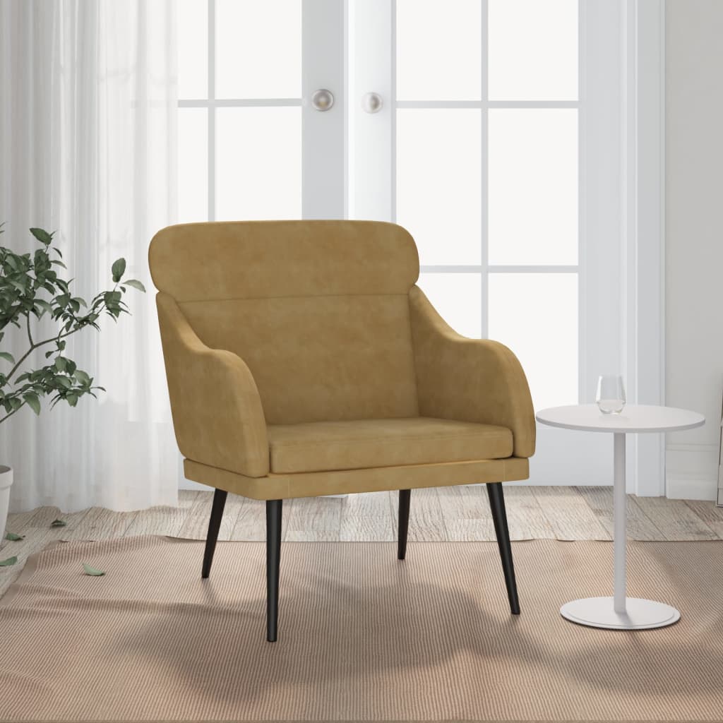 vidaXL Fauteuil Marron 63x76x80 cm Velours