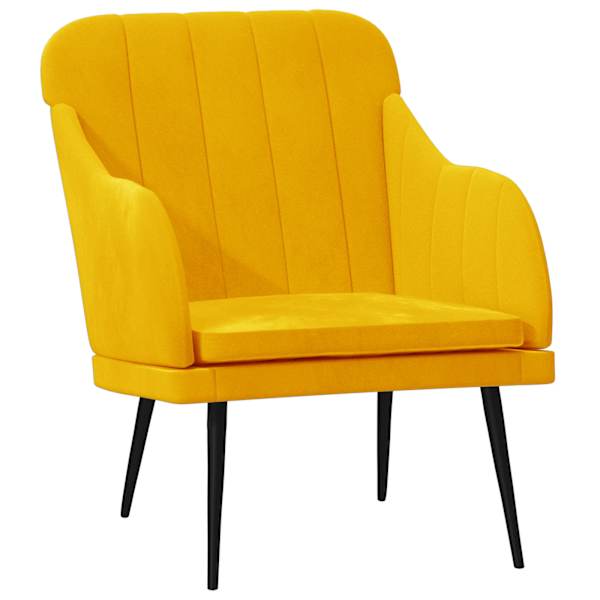 vidaXL tugitool, kollane, 63 x 76 x 80 cm, samet