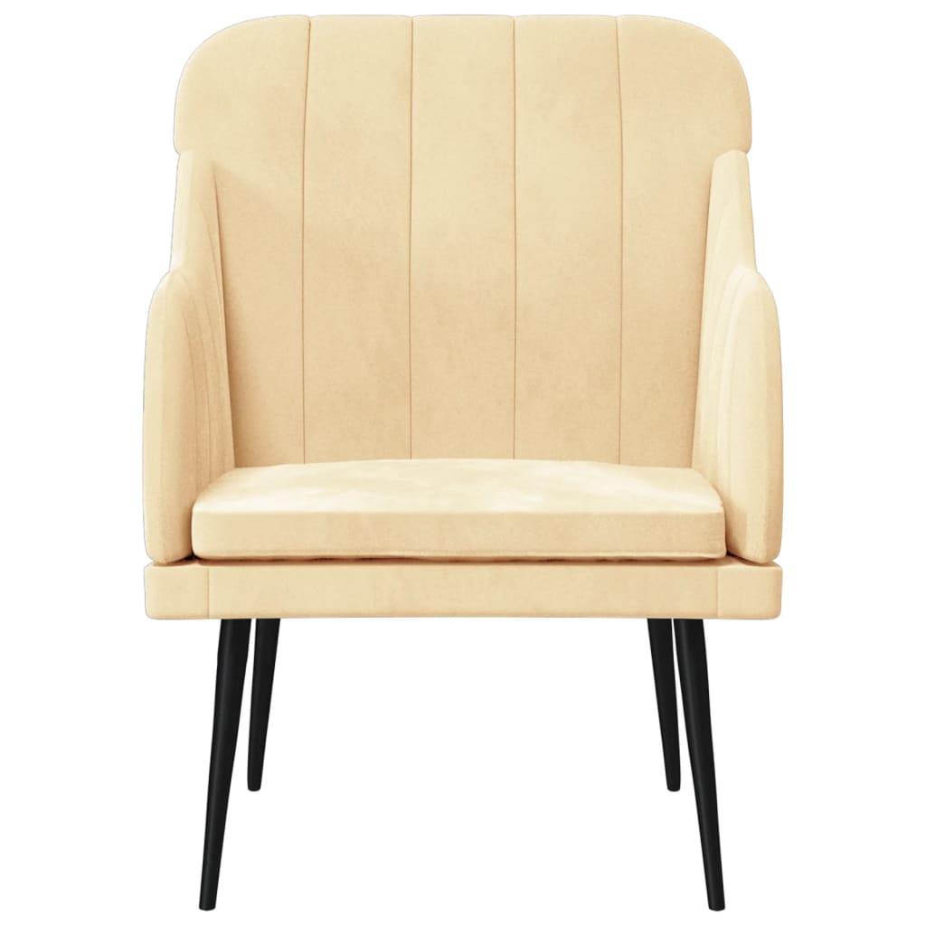vidaXL Fauteuil 63x76x80 cm fluweel crèmekleurig afbeelding