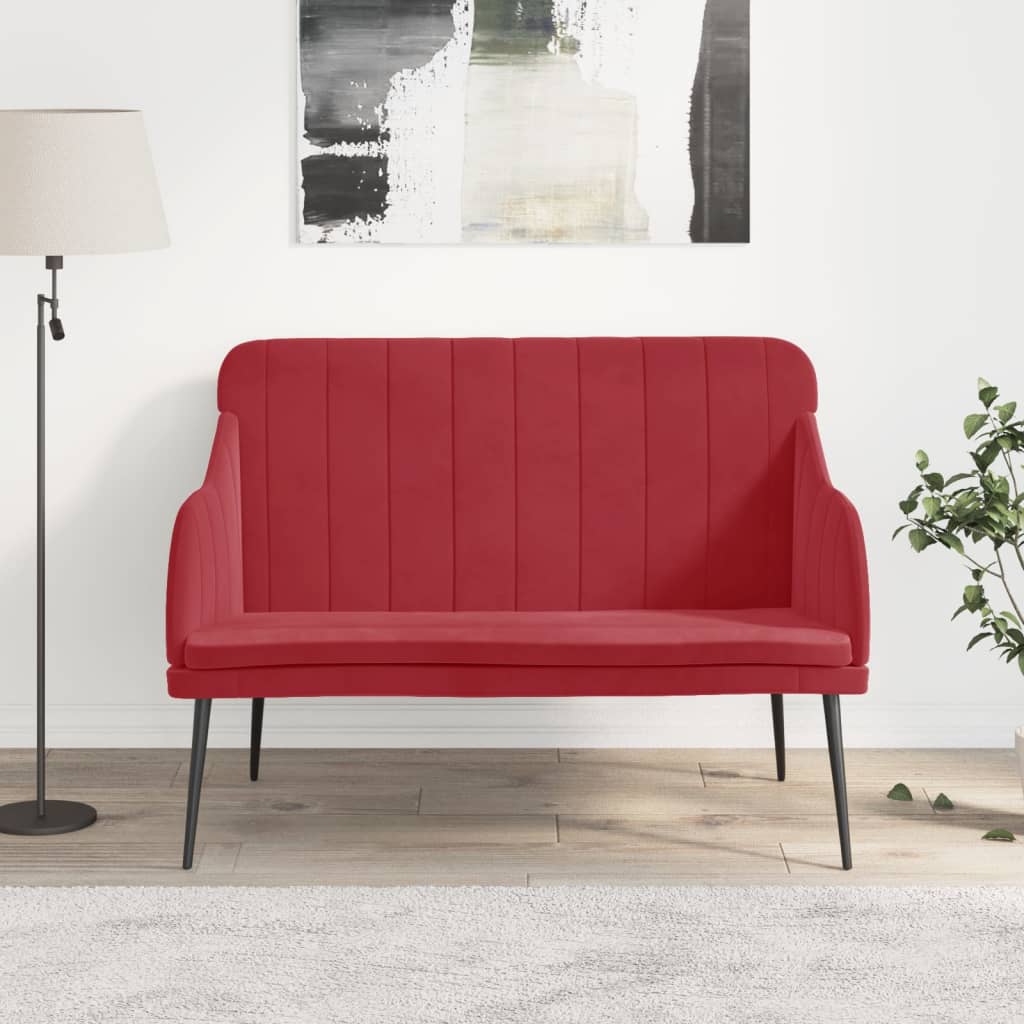 vida XL Sitzbank Weinrot 110x 76x 80 cm Samt