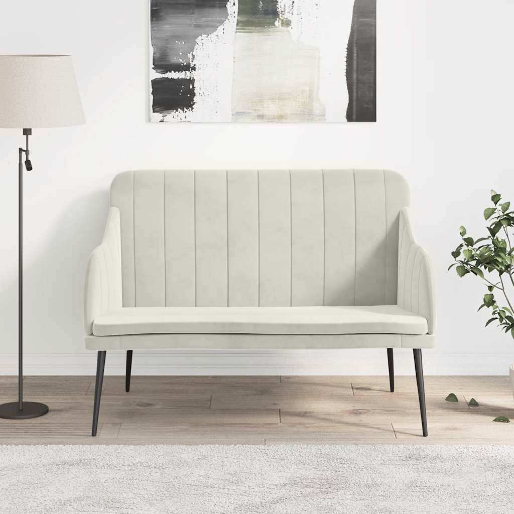 vidaXL bænk 110x76x80 cm velour cremefarvet