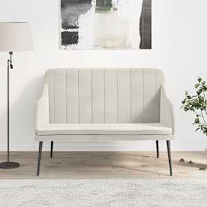 Lavice krémová 110 x 76 x 80 cm samet - obrázek 1
