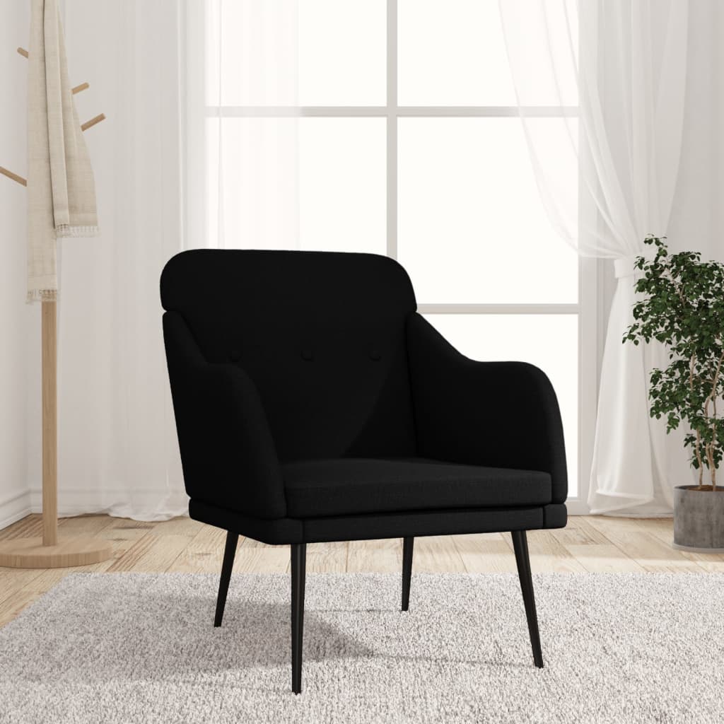 Lænestol i stof - sort, 63 x 76 x 80 cm