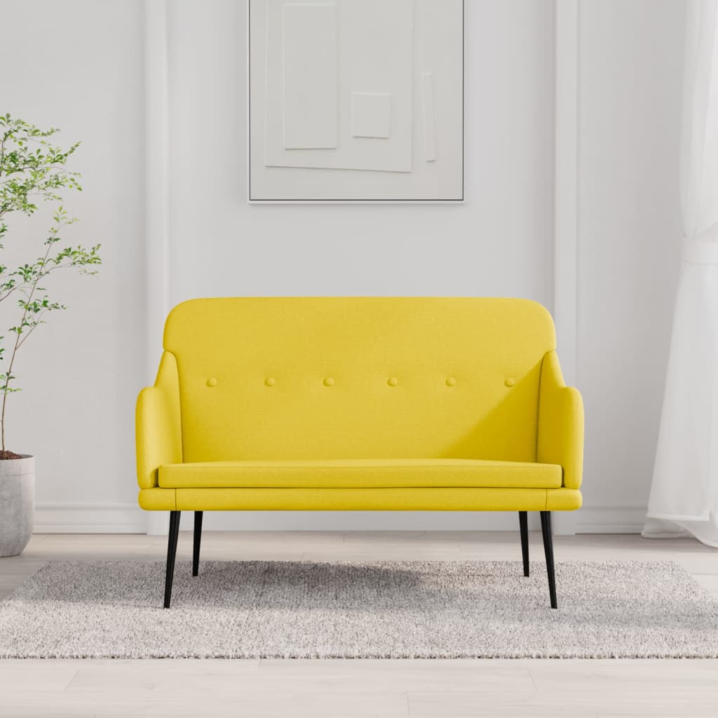 vidaXL Banco 110x76x80 cm tecido amarelo-claro