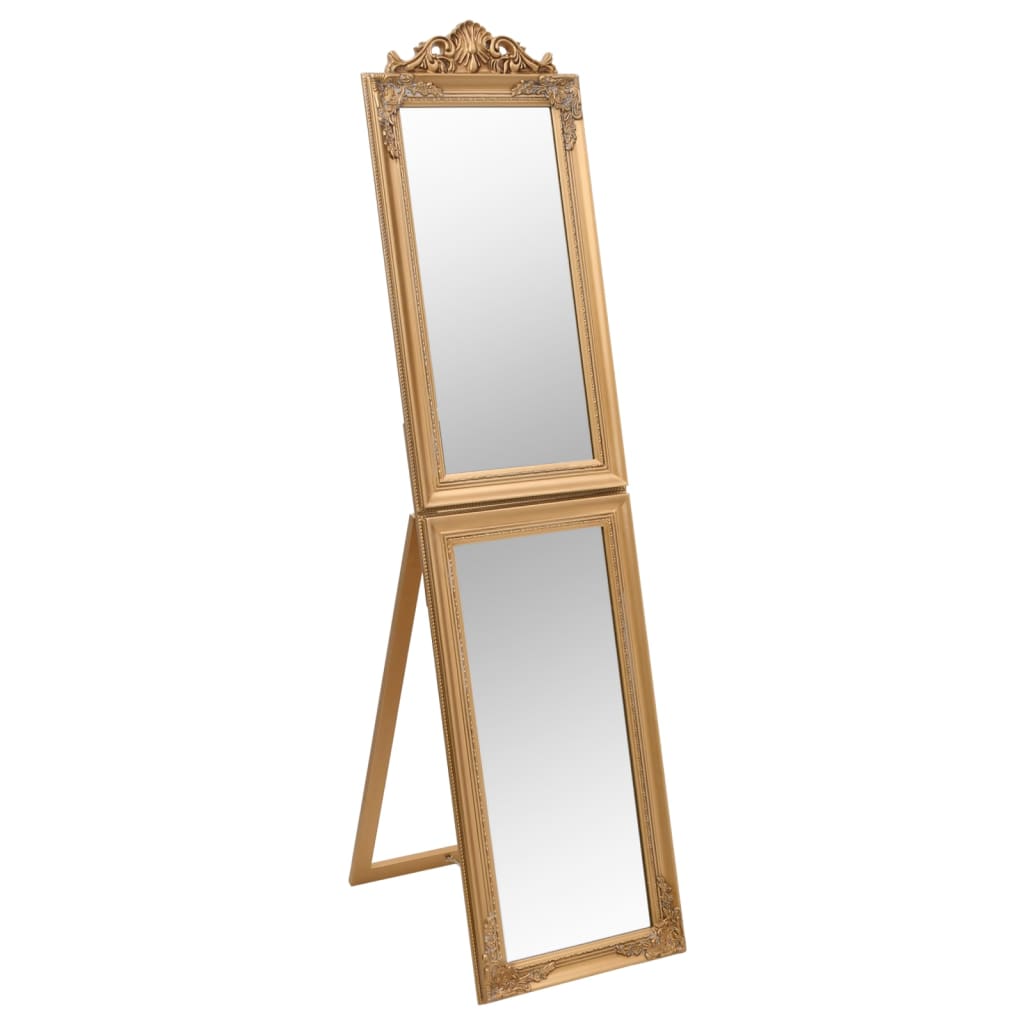 Image of vidaXL Free-Standing Mirror Gold 45x180 cm