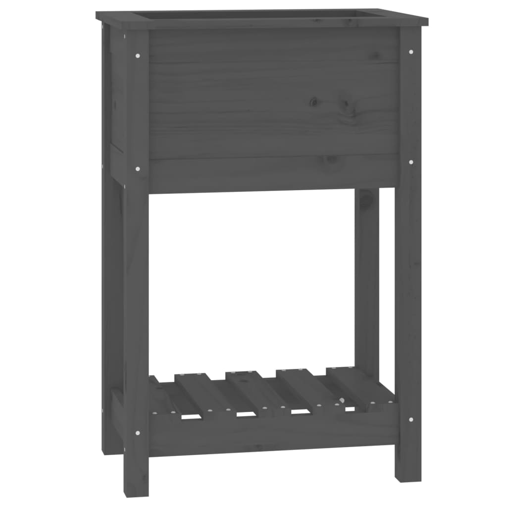 vidaXL Truhlík s policí šedý 54 x 34,5 x 81 cm masivní borové dřevo