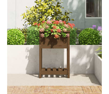 vidaXL Pflanzk&uuml;bel mit Ablage Honigbraun 54x34,5x81 cm Kiefernholz