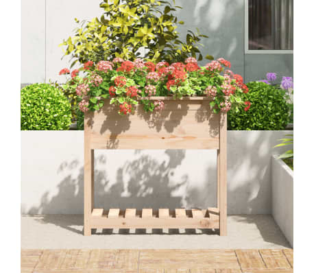 vidaXL Plantekasse med hylle 82,5x34,5x81 cm heltre furu