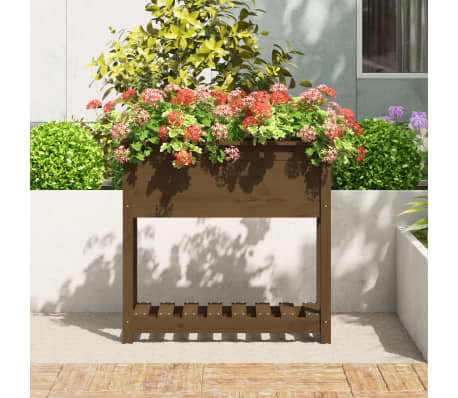 vidaXL Jardini&egrave;re avec &eacute;tag&egrave;re Marron miel 82,5x34,5x81 cm Bois de pin