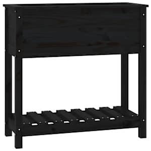 vidaXL riiuliga taimekast, must, 82,5x34,5x81 cm, m&auml;nnipuit