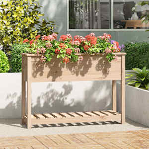 Visoka greda s polico 111,5x34,5x81 cm trdna borovina