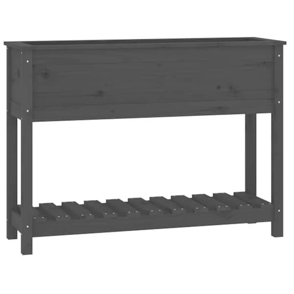 vidaXL riiuliga taimekast, hall, 111,5x34,5x81 cm, m&auml;nnipuit