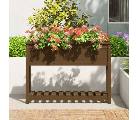 vidaXL Lovelis su lentyna, medaus rudas, 111,5x34,5x81cm, pušis