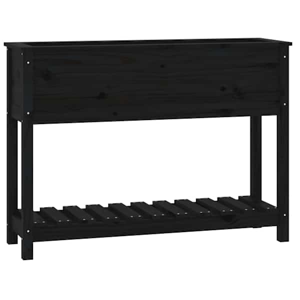 vidaXL riiuliga taimekast, must, 111,5x34,5x81 cm, m&auml;nnipuit