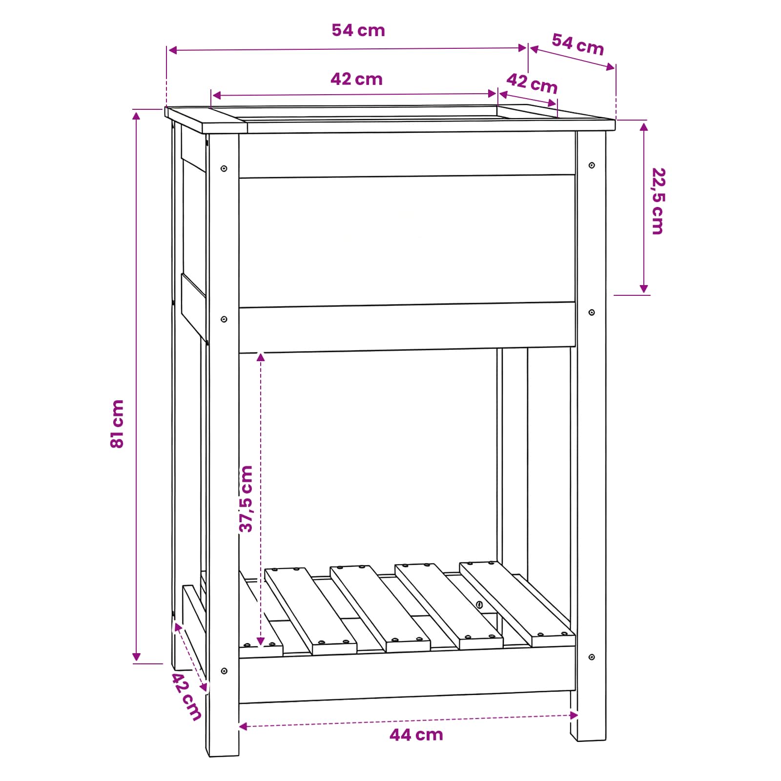 Planter Solid Wood Pine size guide