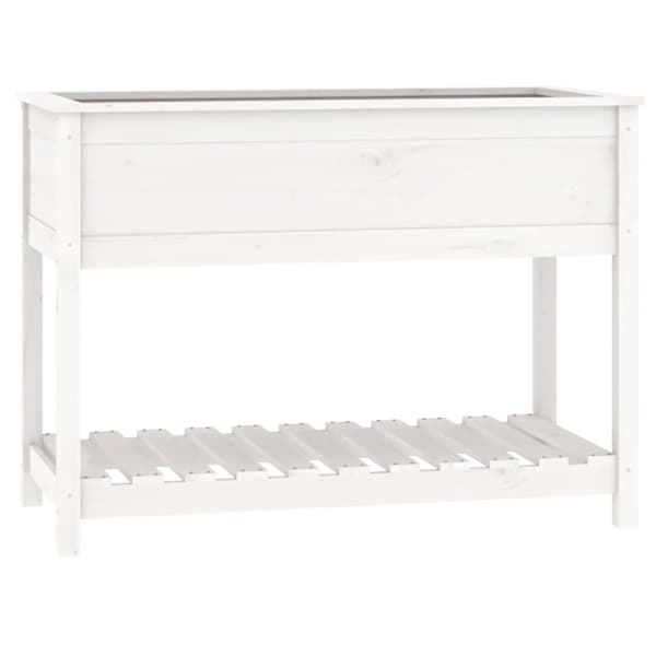 vidaXL riiuliga taimekast, valge, 111,5x54x81 cm, m&auml;nnipuit