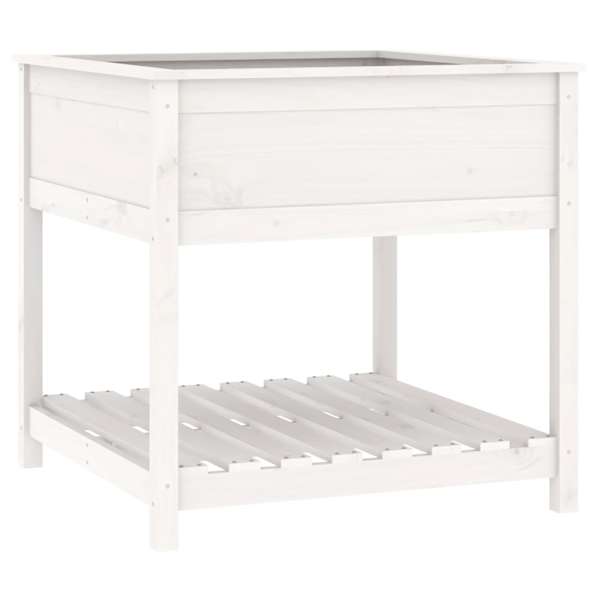 vidaXL riiuliga taimekast, valge, 82,5x82,5x81 cm, m&auml;nnipuit