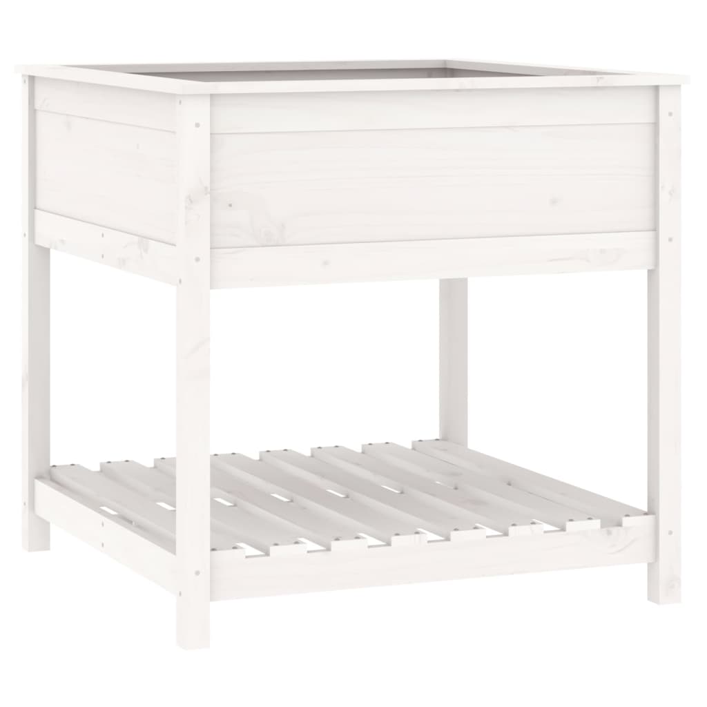vidaXL Truhlík s policí bílý 82,5 x 82,5 x 81 cm masivní borové dřevo