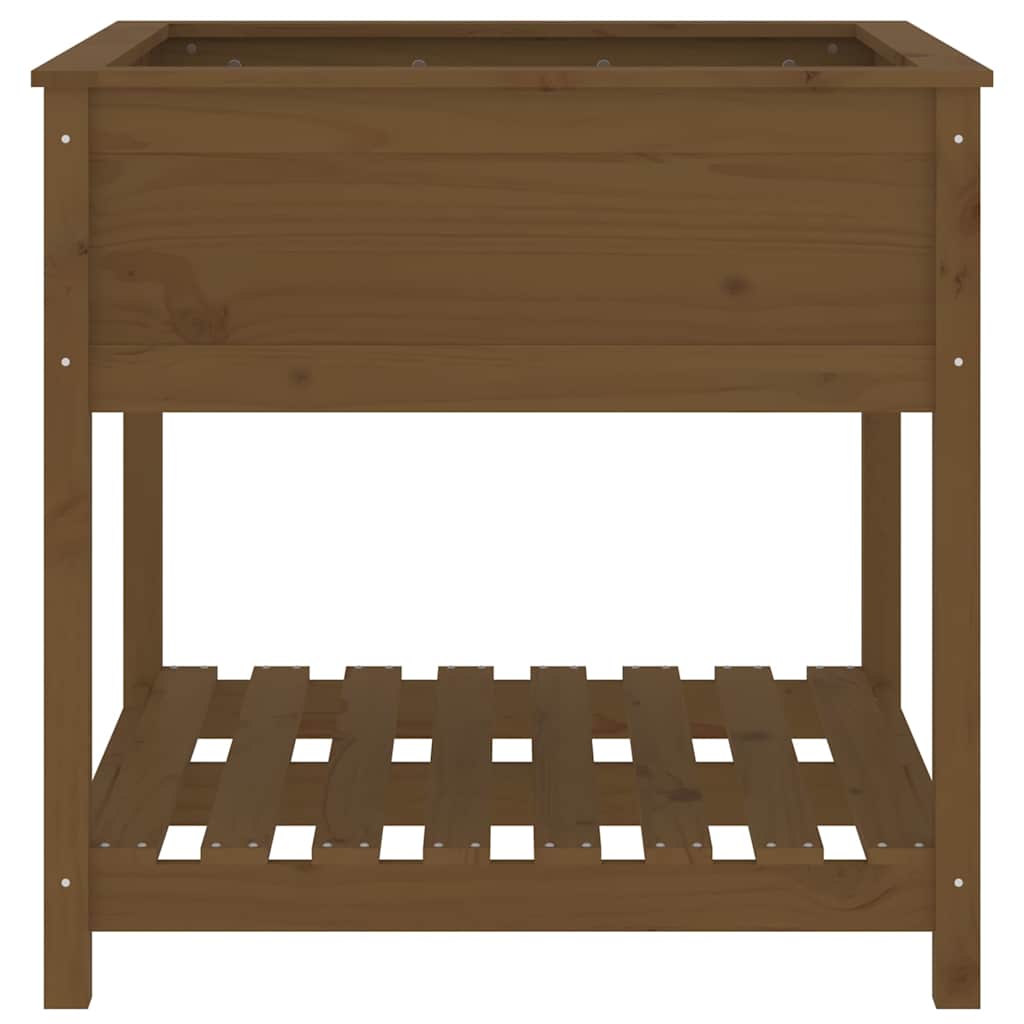 Jardinière Surélevée En Bois Sapin Avec étagère - 81x37x77 Cm, Trous Drainage, Pour Balcon Terrasse Jardin