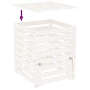 Kompostér bílý 63,5 x 63,5 x 77,5 cm masivní borové dřevo - obrázek 8