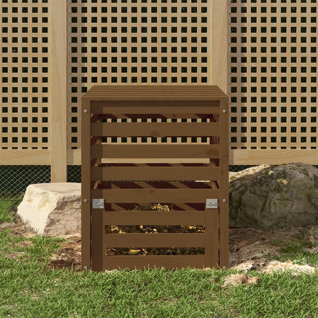 Petrashop  Kompostér medově hnědý 63,5x63,5x77,5 cm masivní borové dřevo