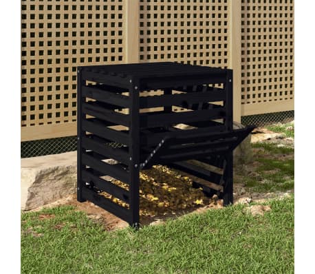 vidaXL Komposto dėžė, juoda, 63,5x63,5x77,5cm, pušies medienos masyvas