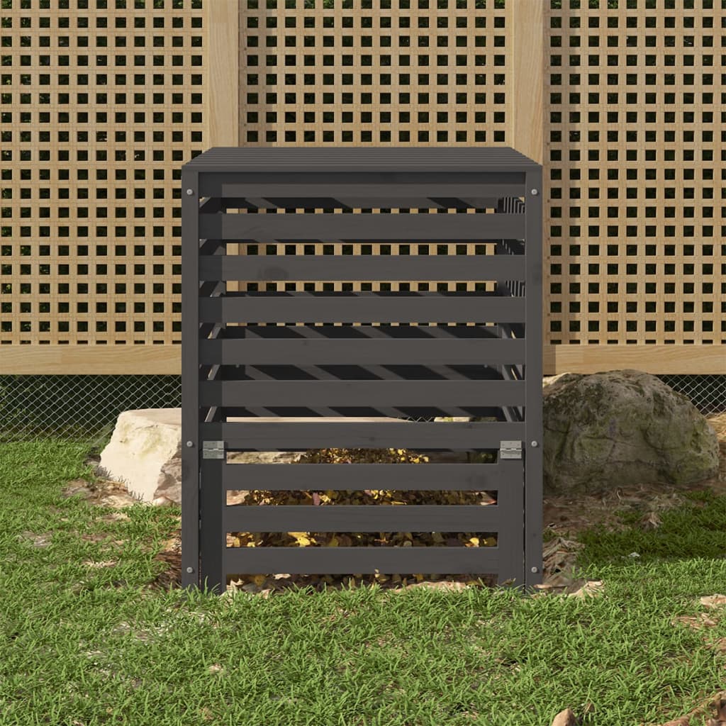vidaXL Compostbak 82,5×82,5×99,5 cm massief grenenhout grijs