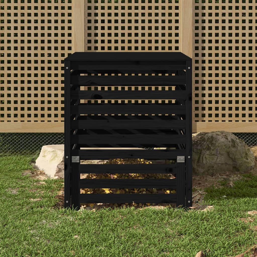 Komposter Schwarz 82,5×82,5×99,5 cm Massivholz Kiefer kaufen