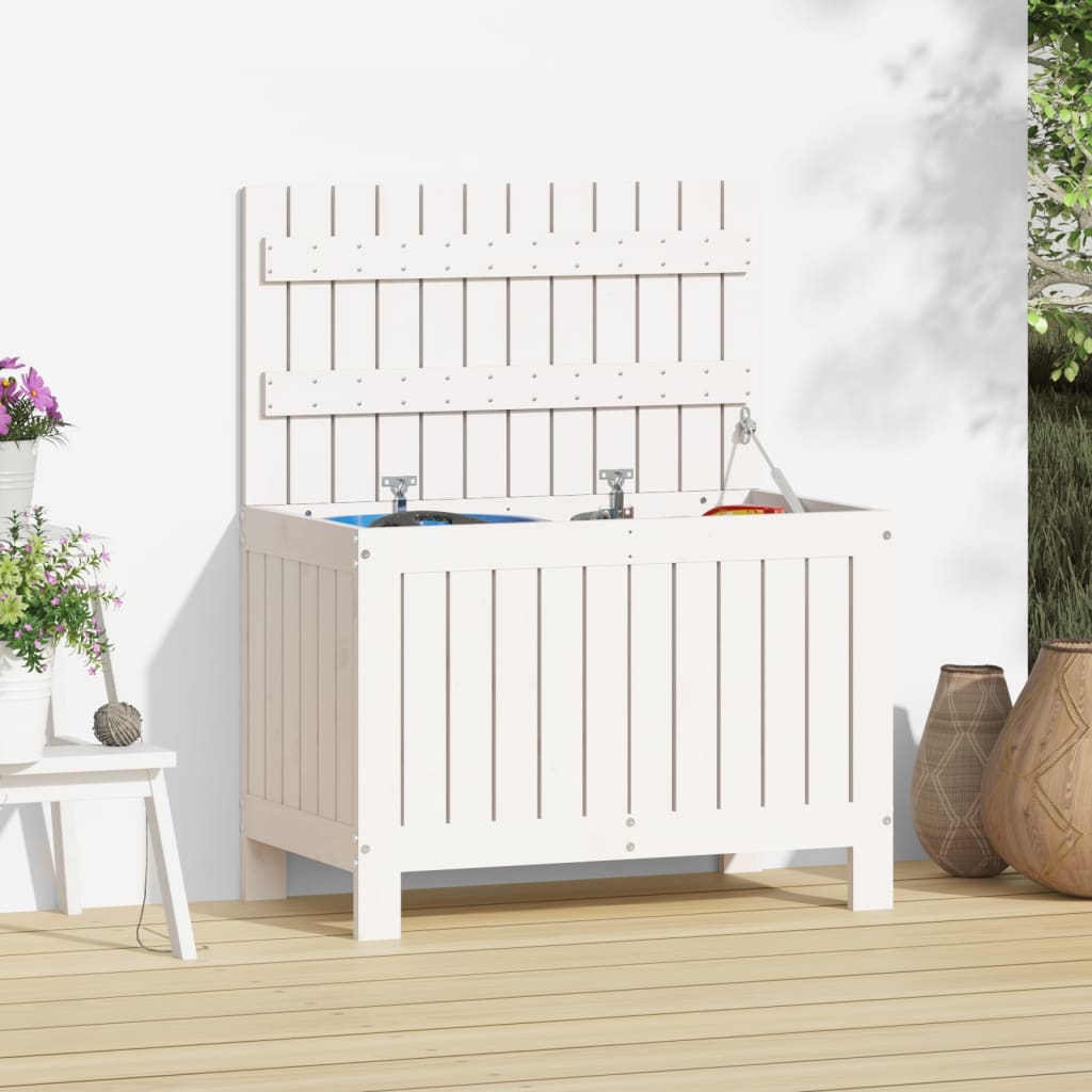 vida XL Gartentruhe Weiß 76x 42,5x 54 cm Massivholz Kiefer