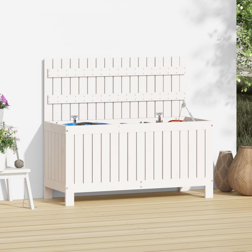 vida XL Gartentruhe Weiß 108x 42,5x 54 cm Massivholz Kiefer