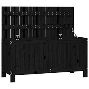 Zahradní úložný box černý 108 x 42,5 x 54 cm masivní borovice - obrázek 2