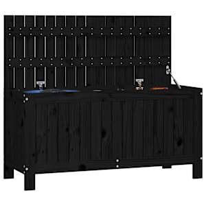Zahradní úložný box černý 108 x 42,5 x 54 cm masivní borovice - obrázek 4