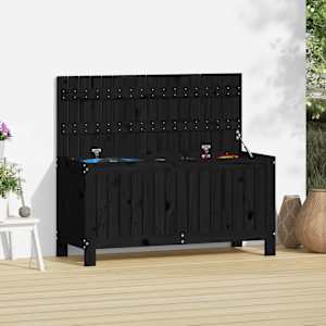Zahradní úložný box černý 108 x 42,5 x 54 cm masivní borovice - obrázek 1