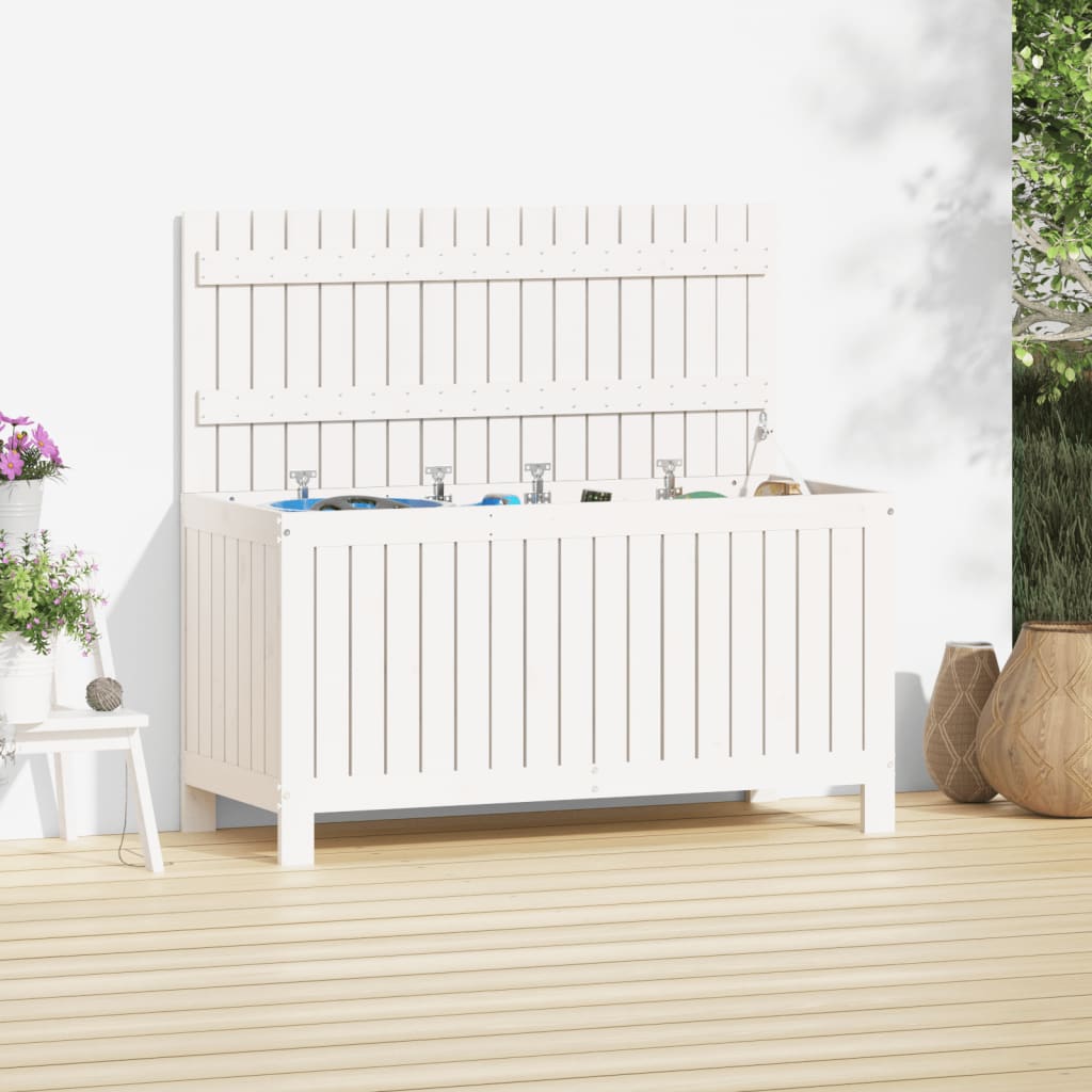 vida XL Gartentruhe Weiß 115x 49x 60 cm Massivholz Kiefer
