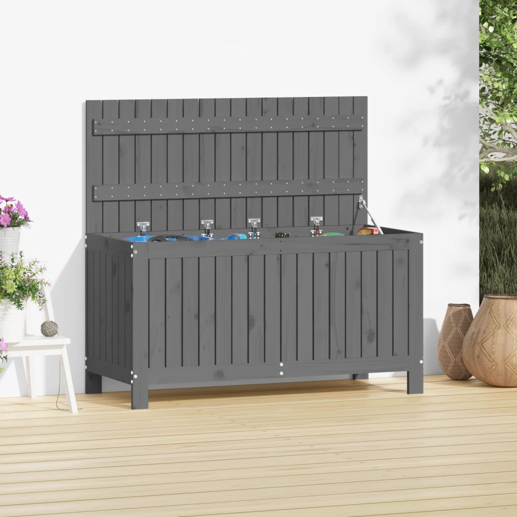 vida XL Gartentruhe Grau 115x 49x 60 cm Massivholz Kiefer