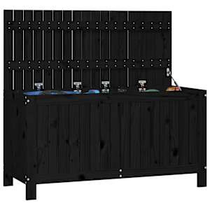 Zahradní úložný box černý 115 x 49 x 60 cm masivní borové dřevo - obrázek 4