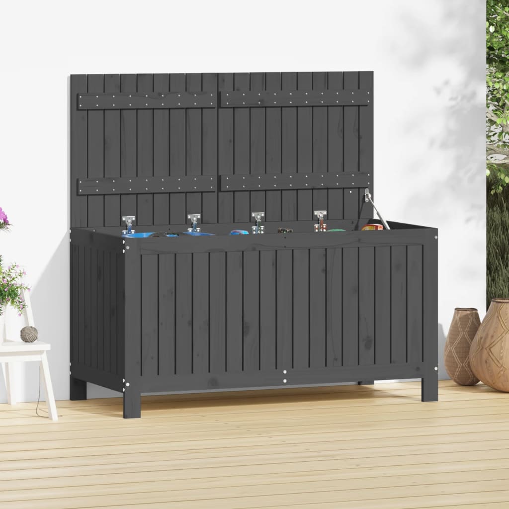 vida XL Gartentruhe Grau 121x 55x 64 cm Massivholz Kiefer