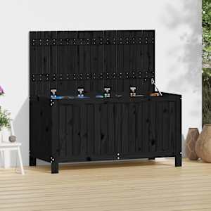 Vrtna škatla črna 121x55x64 cm trdna borovina