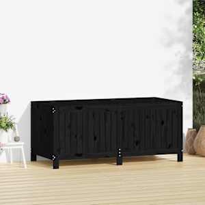 Zahradní úložný box černý 147 x 68 x 64 cm masivní borové dřevo - obrázek 3