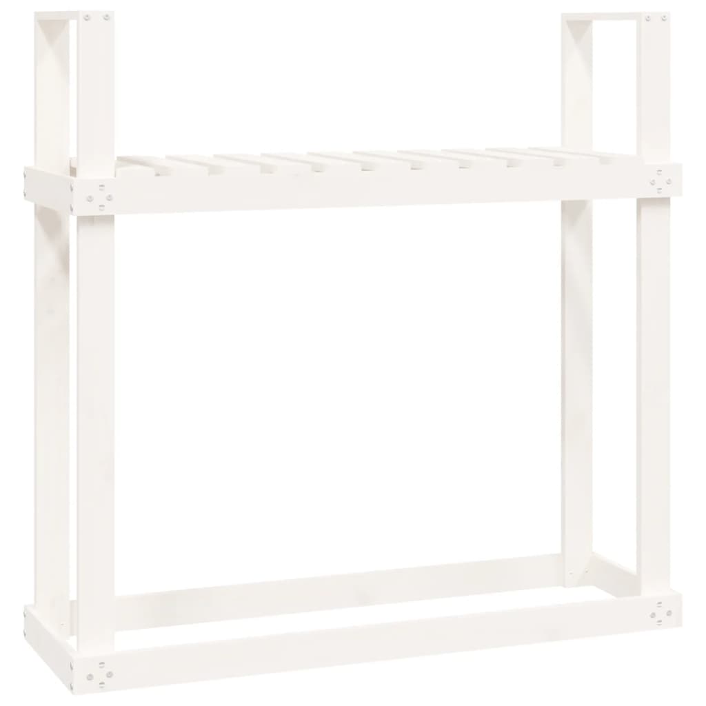 vidaXL Stojan na dřevo bílý 110 x 35 x 108,5 cm masivní borovice