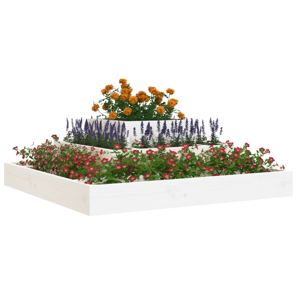 vidaXL Plantenbak 80x80x27 cm massief grenenhout wit afbeelding