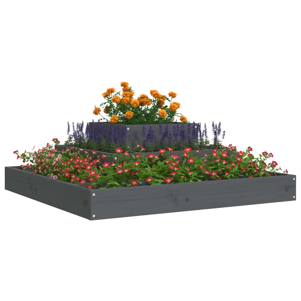 vidaXL Jardinieră, gri, 80x80x27 cm, lemn masiv de pin