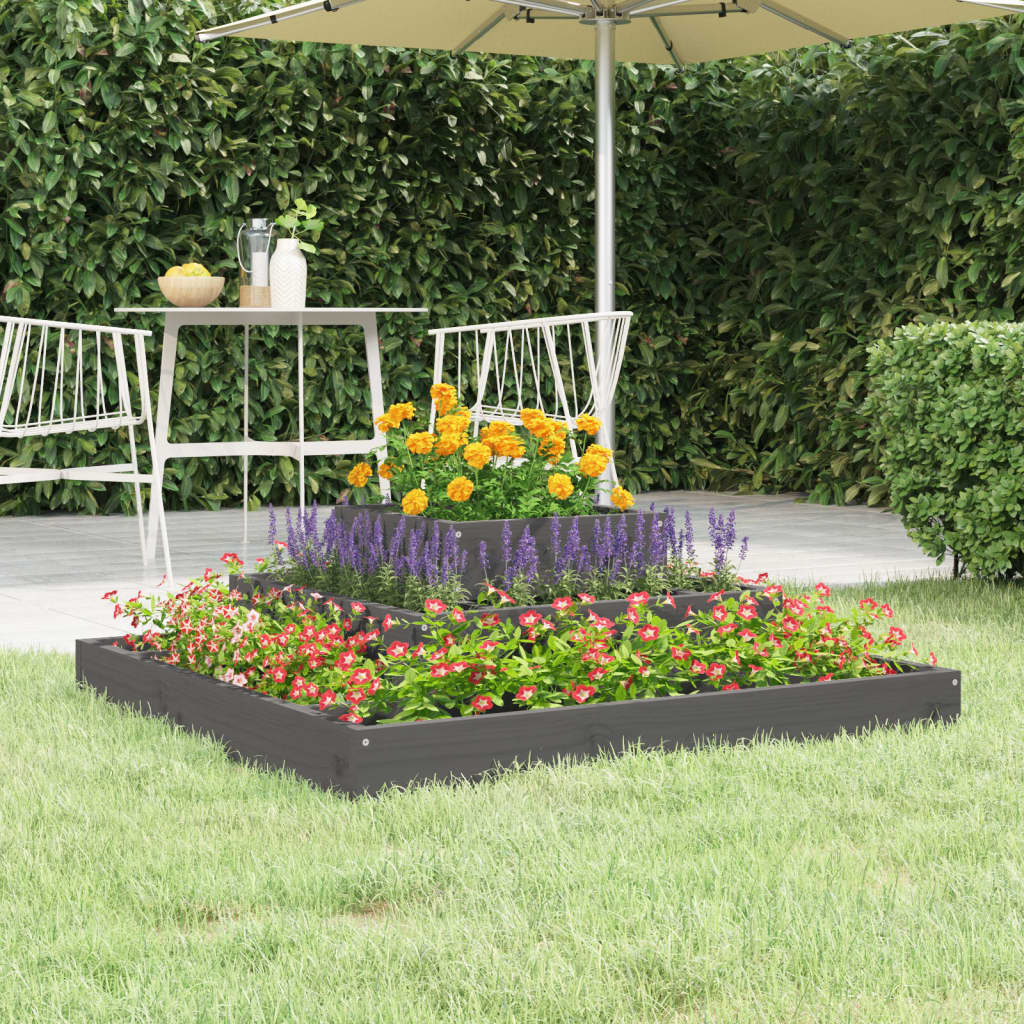 vidaXL Jardinieră, gri, 80x80x27 cm, lemn masiv de pin