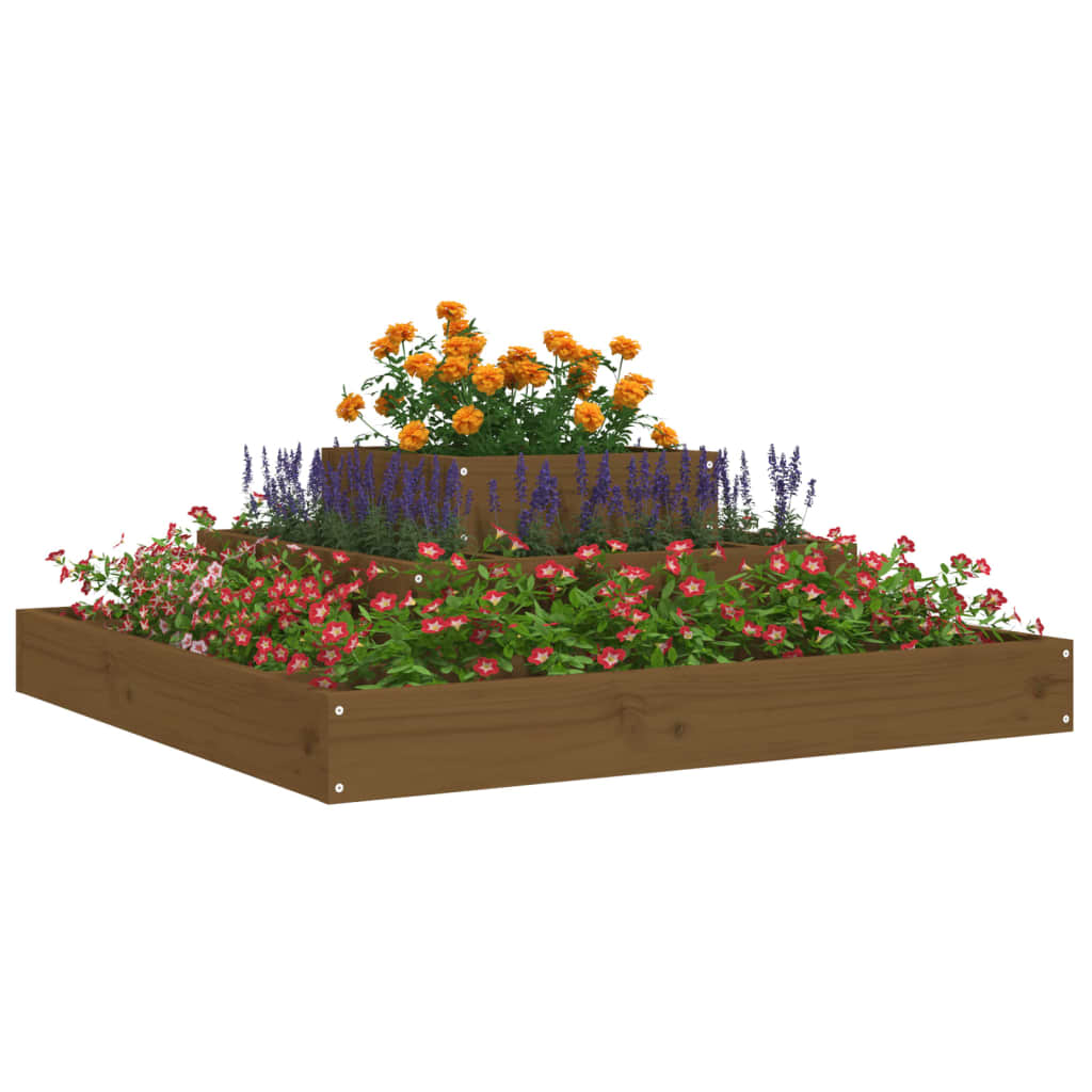 vidaXL Plantenbak 80x80x27 cm massief grenenhout honingbruin afbeelding