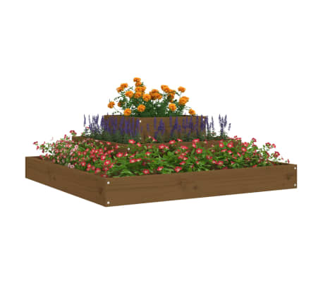 vidaXL Lovelis, medaus rudas, 80x80x27cm, pušies medienos masyvas