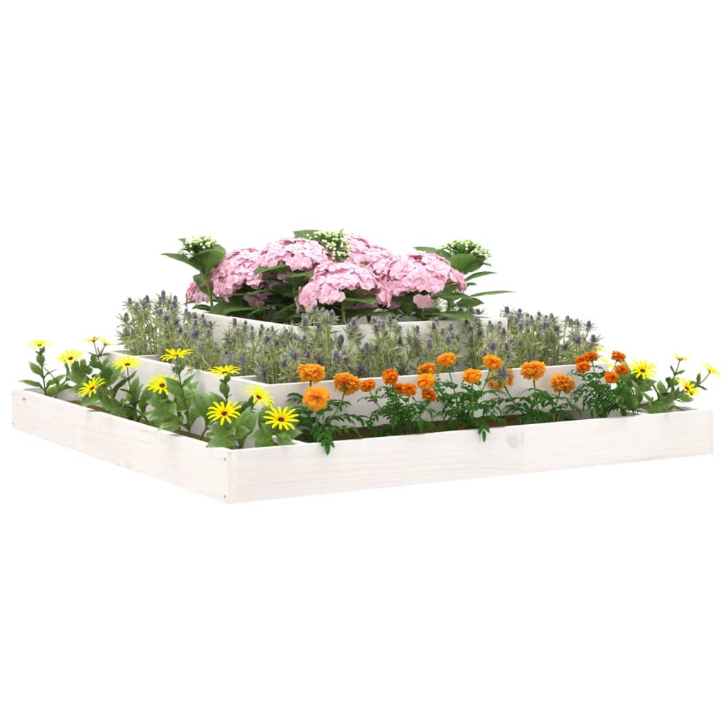 vidaXL Plantenbak 110x110x27 cm massief grenenhout wit afbeelding