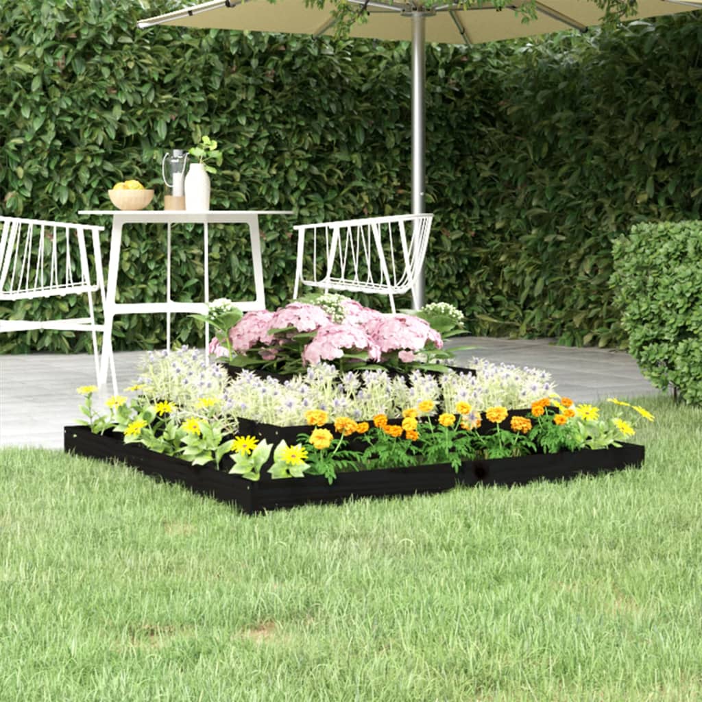 vidaXL Jardinieră, negru, 110x110x27 cm, lemn masiv de pin